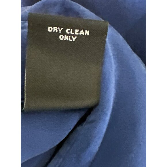 Apostrophe Petites Silk Spandex Blend Royal Blue Button Up Long Sleeve Blouse Sz - Picture 10 of 10